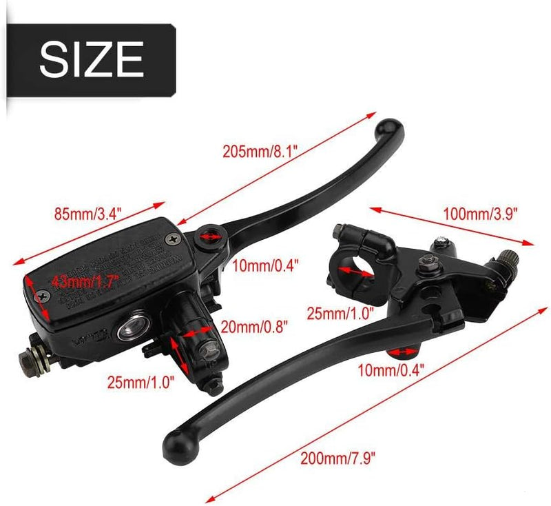 1 Set 1 "25mm Motor Handbremskupplung Hauptbremszylinder Bremspumpe Kupplungsabfälle Kompatibel mit