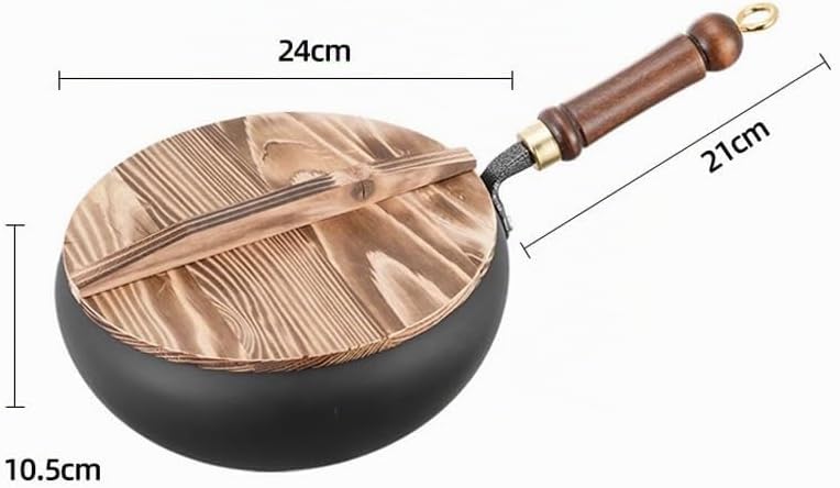 Suppentopf Handgeschmiedeter Topf Eisenpfanne mit Holzgriff: Grosser Bauch Topf Induktionstauglich R