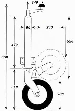 otgerlensker products PKW Anhänger Stützrad Automatik Wohnwagen Stützrad Trailer Bugrad Hänger Stütz