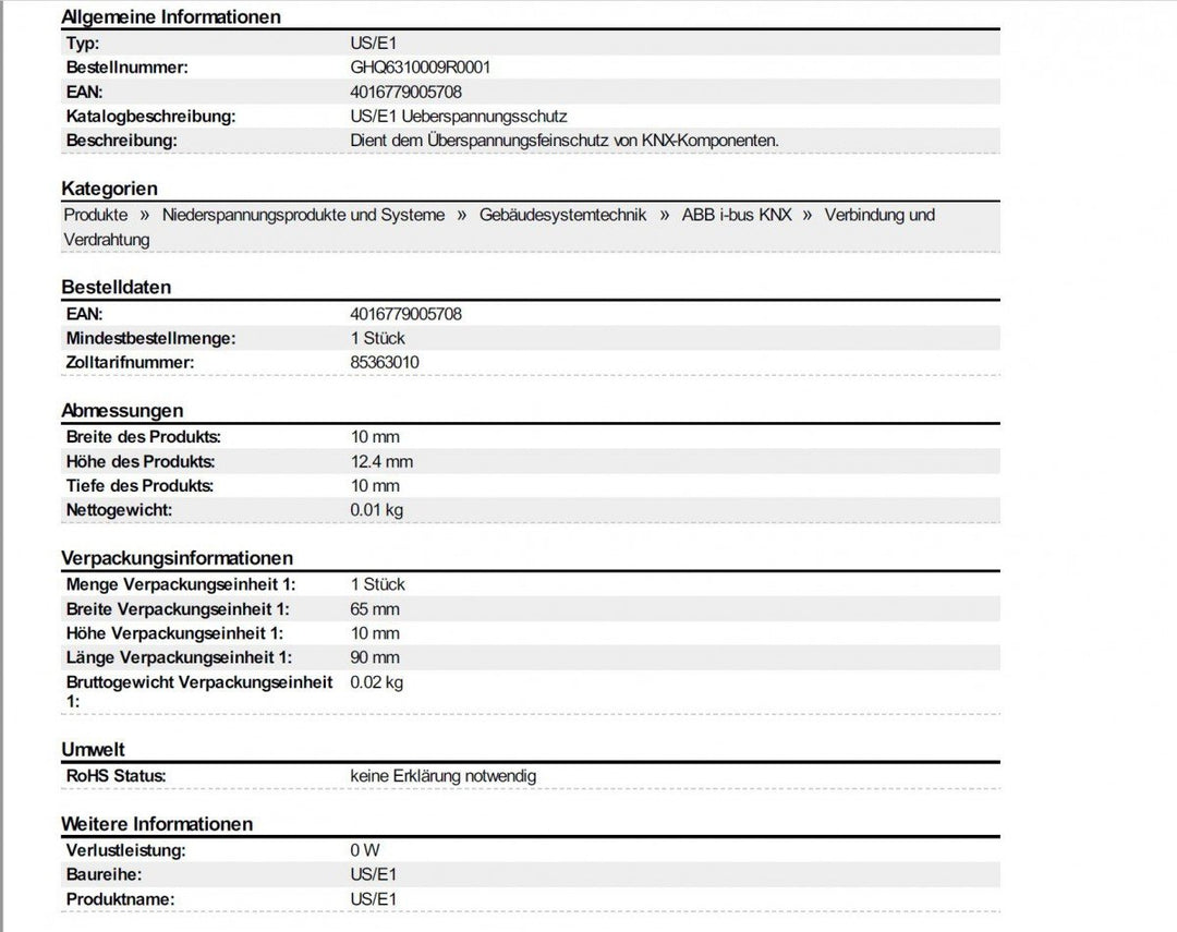 ABB 8301085 US/E1 EIB/KNX Überspannungsschutz ,