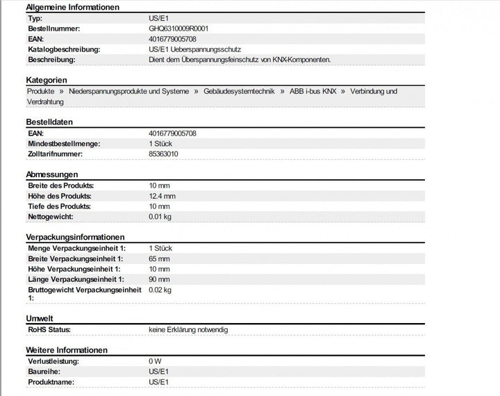 ABB 8301085 US/E1 EIB/KNX Überspannungsschutz ,