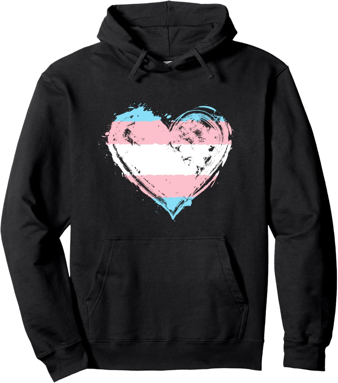 Transgender Pride Heart Flag Trans Awareness Pullover Hoodie