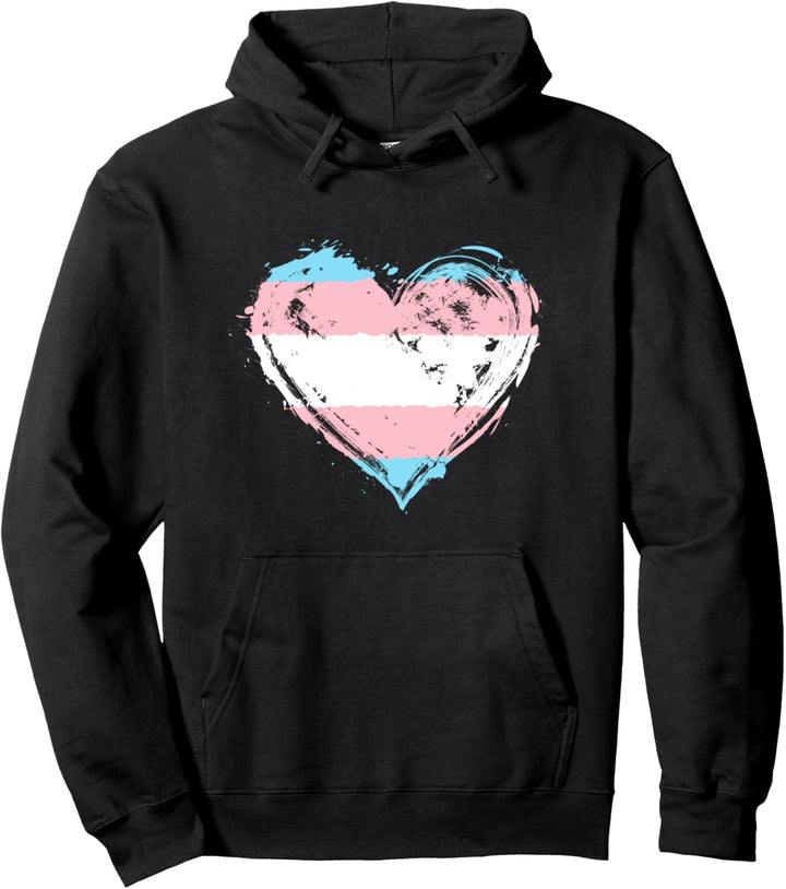 Transgender Pride Heart Flag Trans Awareness Pullover Hoodie