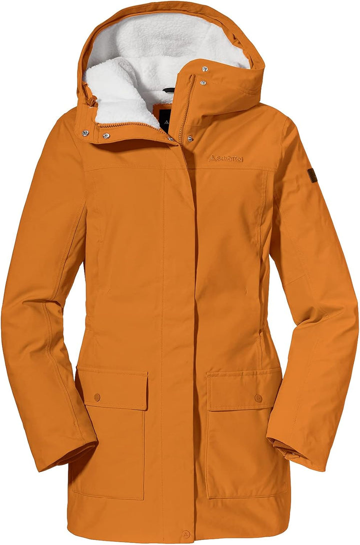 Schöffel Damen Ins. Parka Rotterdam L, wind- und wasserdichter Damen Parka mit verstellbarer Taille,