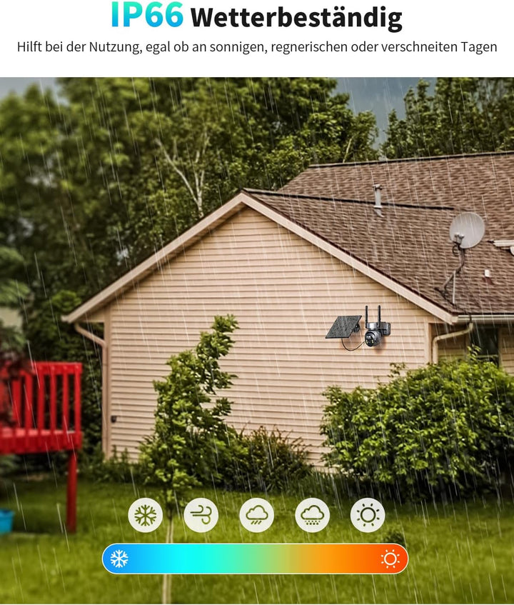 SEHMUA 4G LTE Überwachungskamera Aussen Solar mit SIM Karte - 2K HD PTZ Kabellos Kamera Ohne WLAN Ou