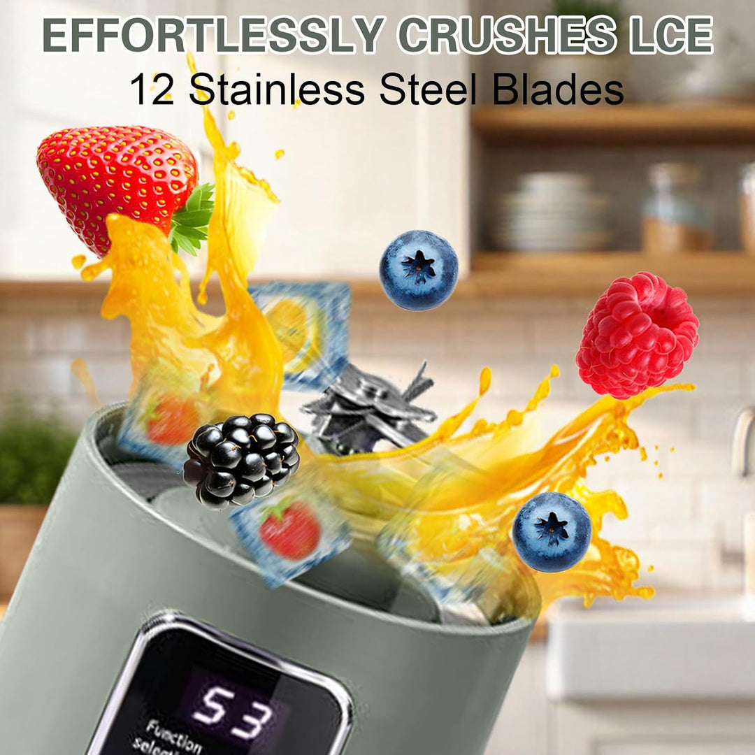 Tragbarer Mixer Smoothie Maker To Go, 450 ml Portable Blender, Mini-Standmixer mit 12 Klingen und LE