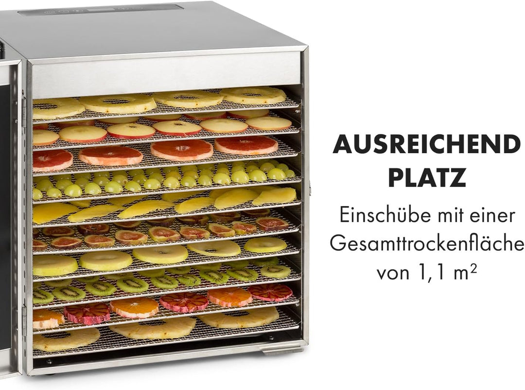 Klarstein Captain Jerky 110 Dörrautomat, 1000 W, Temperatur: 30-90 °C, 24-Stunden-Timer, BPA-frei, T