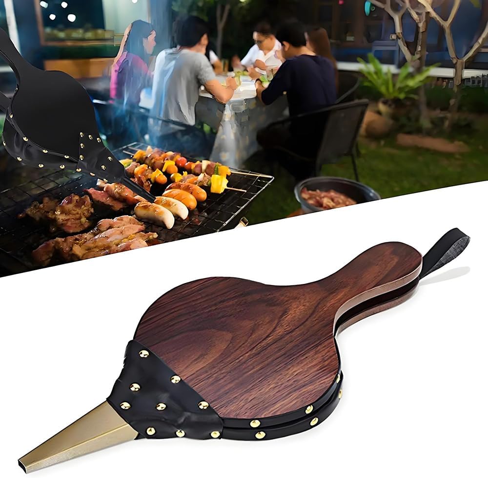 Blasebalg, Goldfarbene Ziernägel, Handblasebalg Luftgebläse Aus Holz, Kunststoffbalg, Kamin & Grill