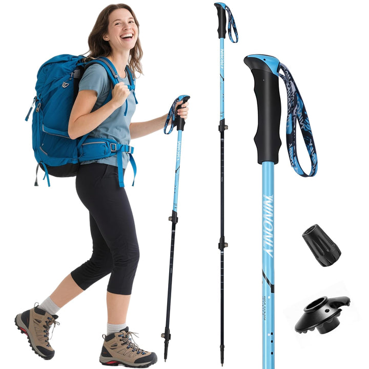 Ninonly Wanderstöcke faltbar Carbon, Nordic Walking Stöcke Damen & Herren, Leichte Teleskop Wanderst