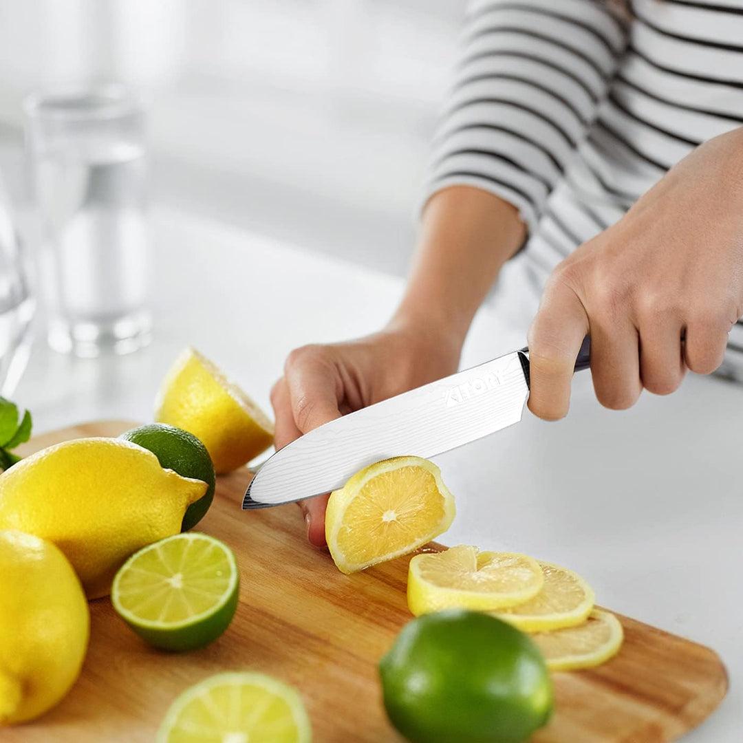 Kitory kleines Santoku Messer 12 cm Klinge, Japanisches Küchenmesser, Scharfer Kochmesser mit Gesche