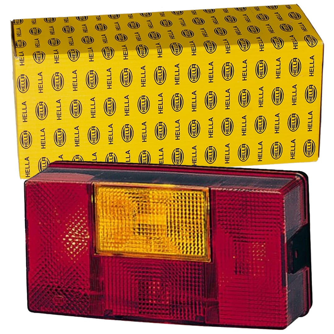 HELLA Rückleuchte - Glühlampe - 12V / 24V - Anbau - ECE - Lichtscheibenfarbe: rot/gelb - Stecker: Fl