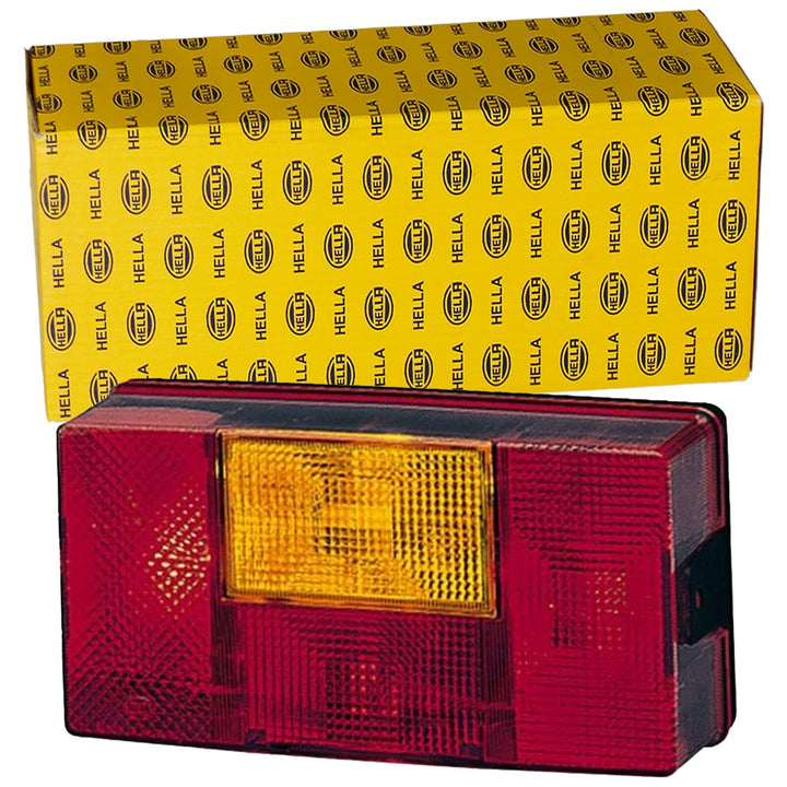 HELLA Rückleuchte - Glühlampe - 12V / 24V - Anbau - ECE - Lichtscheibenfarbe: rot/gelb - Stecker: Fl