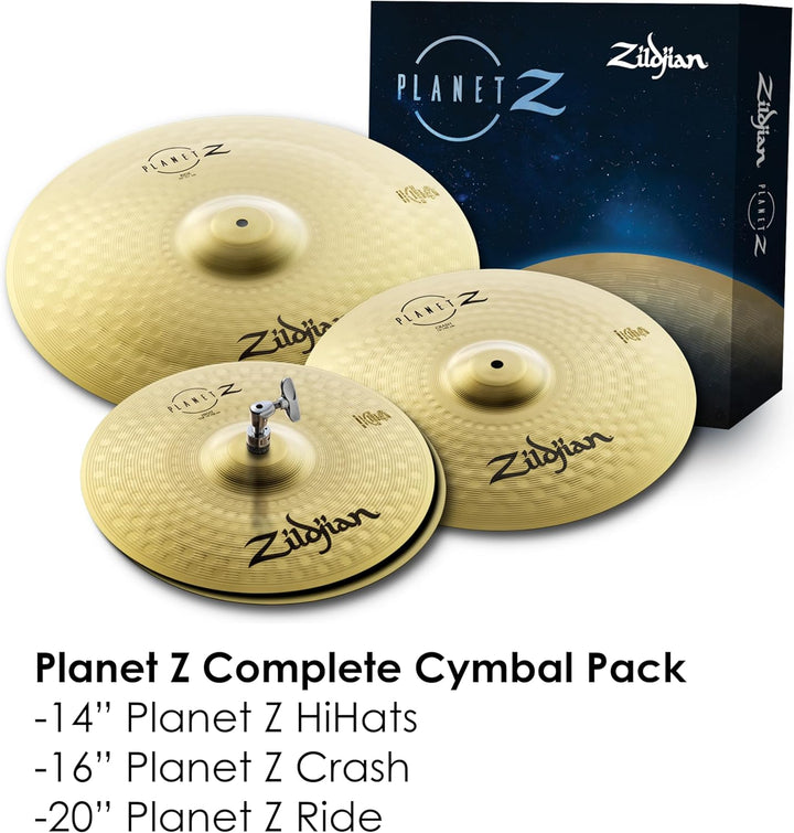 Zildjian ZB4PK Planet Z Series - 4 Cymbal Set (14" pr, 16", 20") 14" Hi-Hats, 16" Crash, 20" Ride Pl