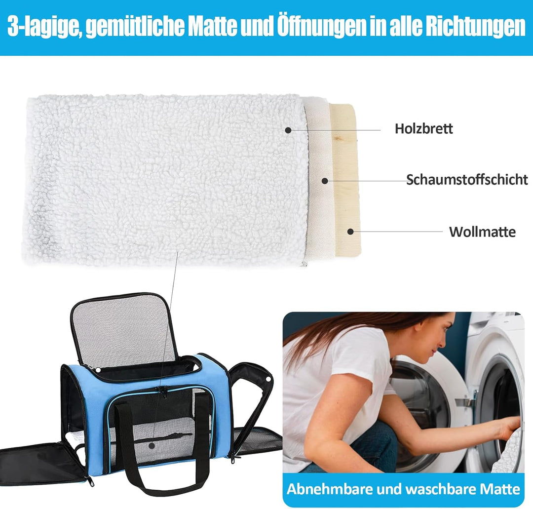 TOFFCAEA Transporttasche für Katze Hund, Hundetransportbox, Faltbare Katzentransportbox, tragbar, 5k