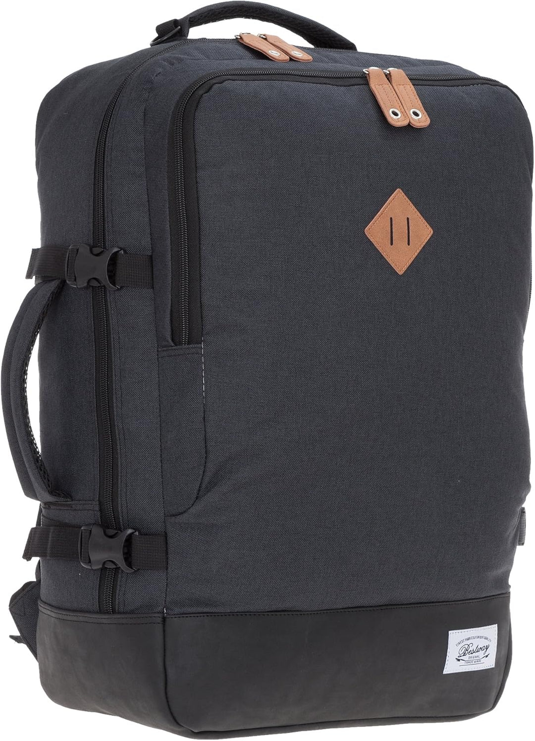 BESTWAY Cabin 40223 Retro Reiserucksack Kabinenrucksack Leichtgepäck Rucksack + Koffergurt (Dunkelgr