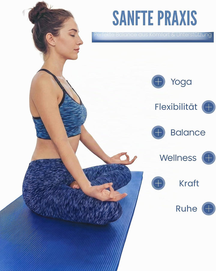 ROMIX Yoga Matte Dicker 10mm, Gymnastikmatte Pro Weichschaum Pad, Sportmatte Fitnessmatte Rutschfest