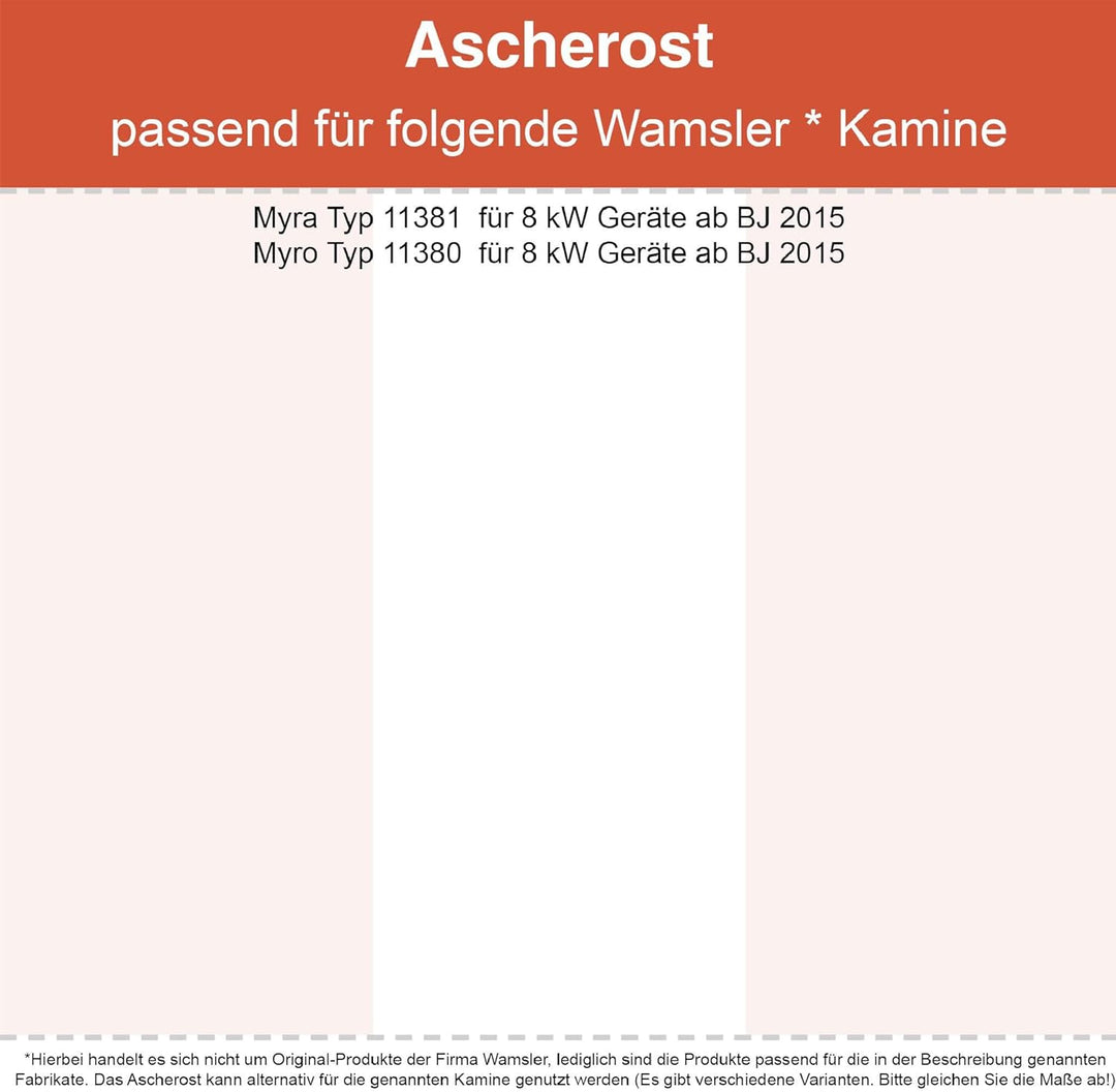 Kaminrost/Stehrost 270 x 110 x 8 mm passend für Wamsler** Kaminöfen inkl. Modellübersicht - Ascheros