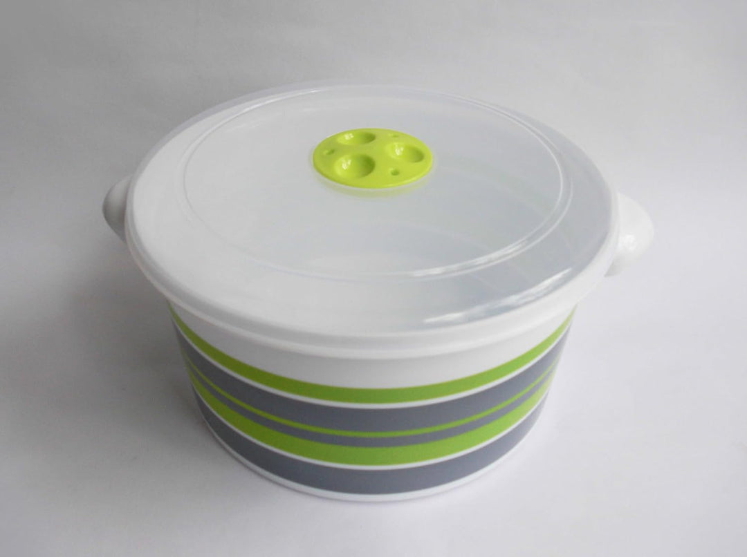 Tredoni 3L Mikrowellen-Topfwanne mit belüftetem Deckel - Heizkochen Dampfgartopf (3 Liter), 3 Liter