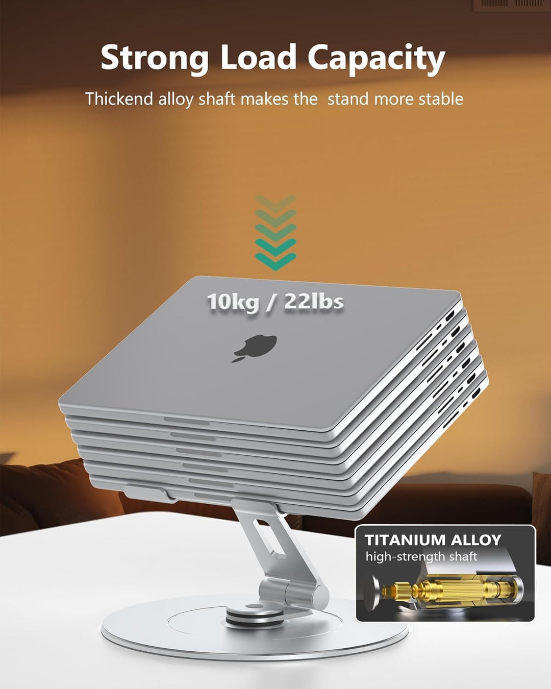 LOXP Verstellbarer Laptop-Ständer aus Aluminium für Schreibtisch, tragbar, um 360 Grad drehbar, höhe