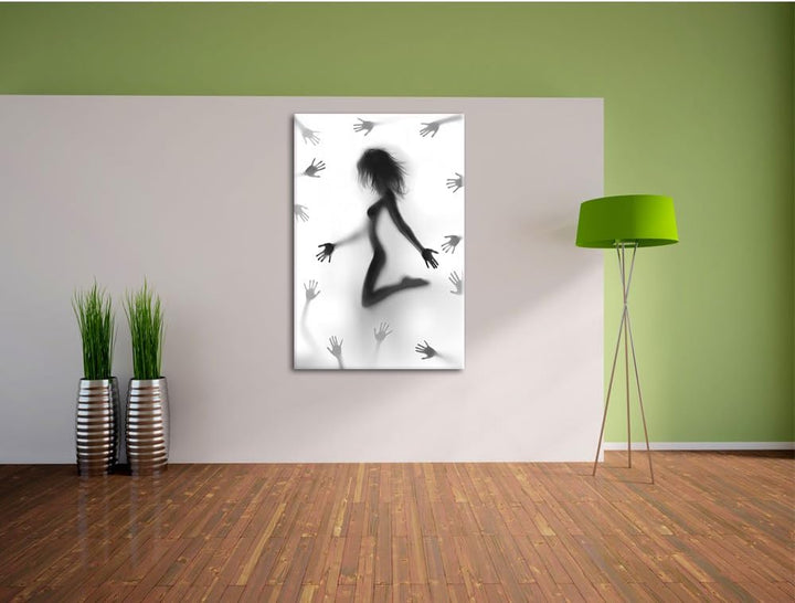 Pixxprint Schatten Einer Frau als Leinwandbild/Grösse: 100x70 cm/Wandbild/Kunstdruck/fertig bespannt