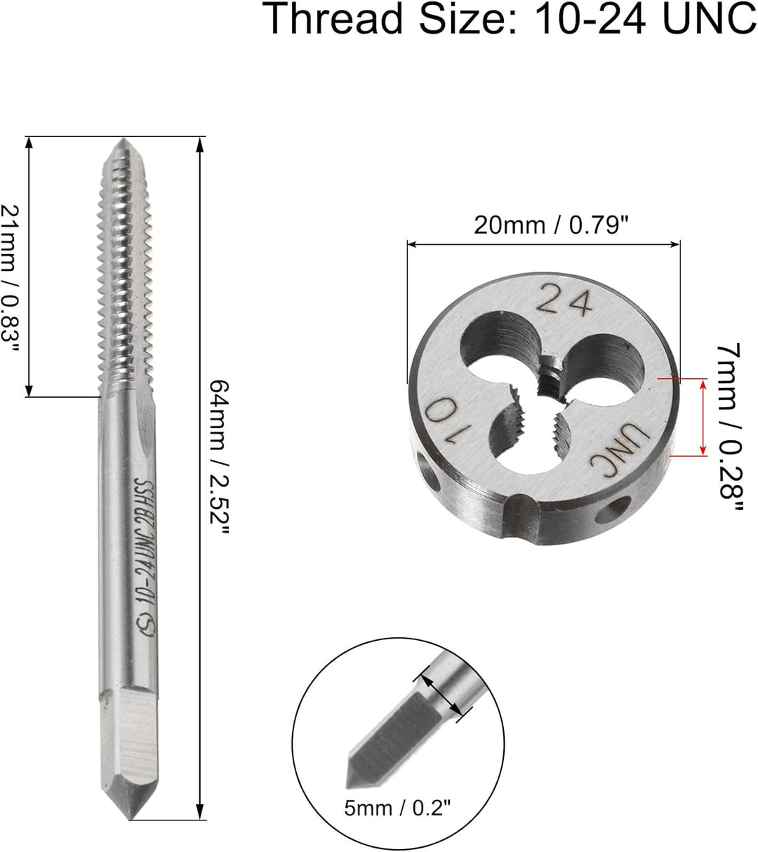 QUARKZMAN 10-24 UNC Gewindebohrer und Schneideisen Set 20mm Gewindebohrer set Runder Schneideisenhal
