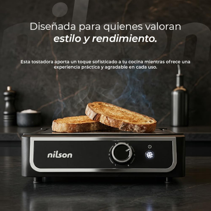 NTS1000FL4 Flach-Toaster, horizontal, 1000 W, 6 Toaststufen, manuelle Steuerung, digitaler Timer, Rö