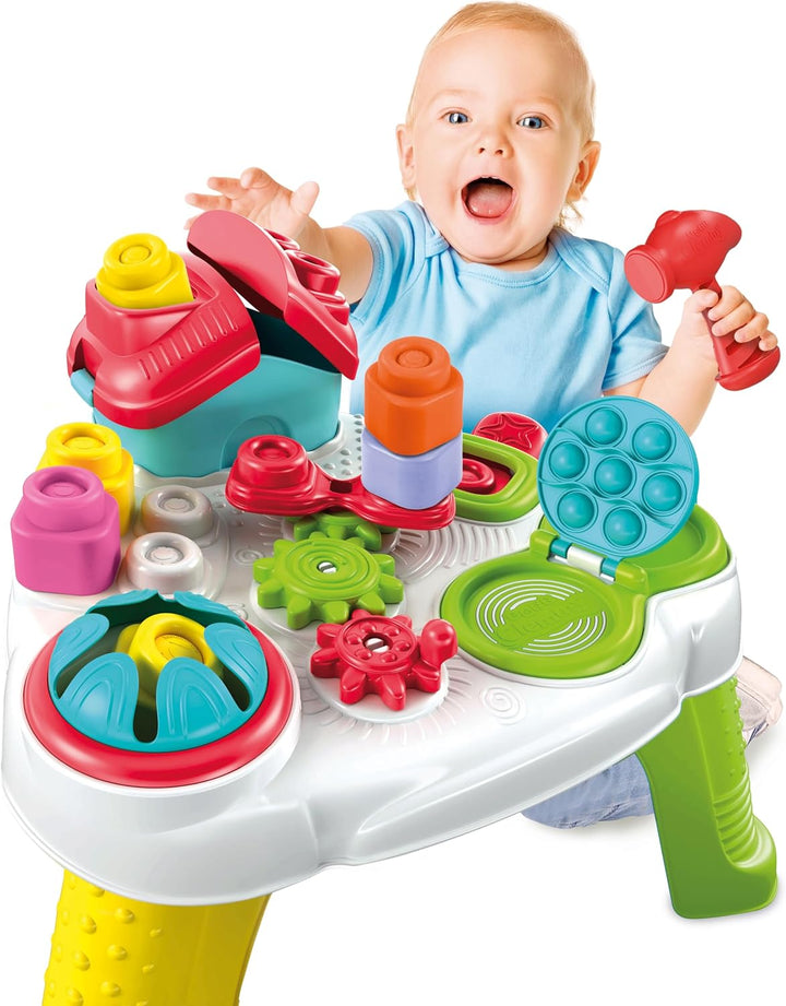 Clementoni Soft Clemmy Sensorischer Tisch - Mit weichen Bausteinen & Spielzeug für Babys & Kleinkind