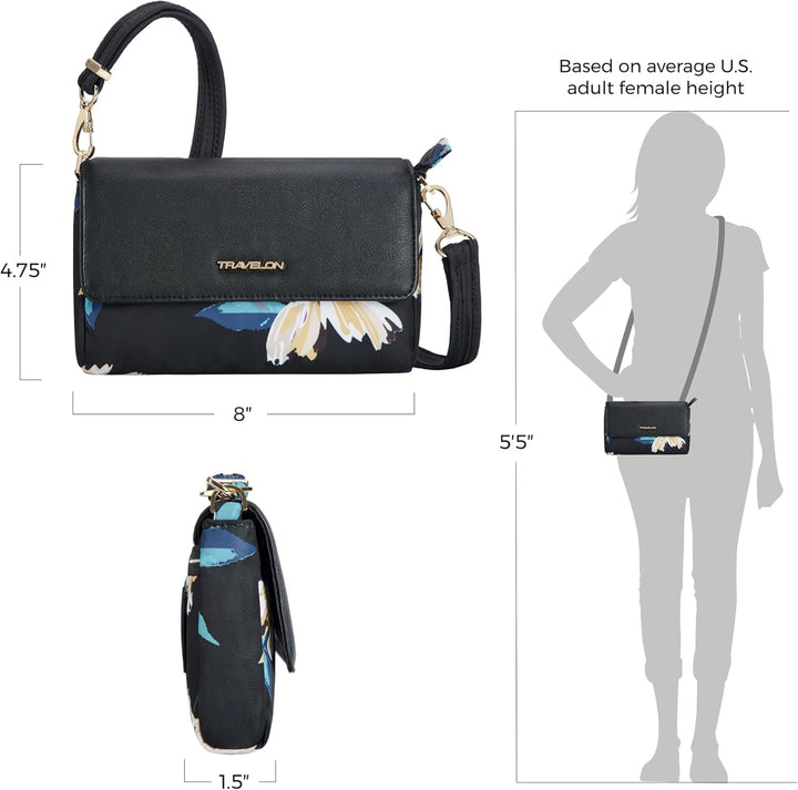 Travelon Addison Gürteltasche, Diebstahlschutz, umwandelbar, mit Blumenmuster, Einheitsgrösse Multic