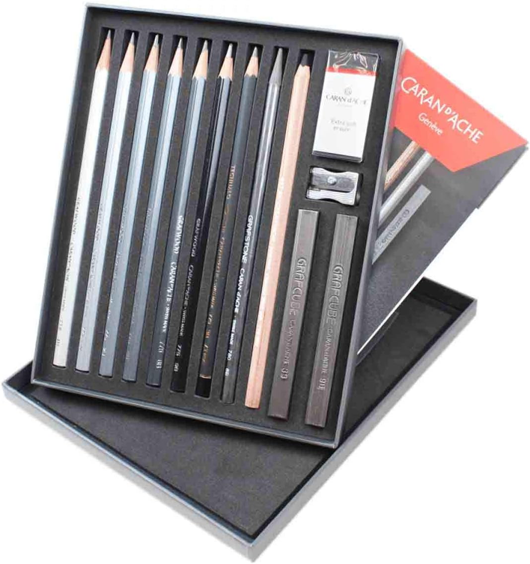 Caran d'Ache Art by Skizzen Set 14 teilig, Merhfarbig, Sketching Set (14 Pieces), 0776.714, Sketchin