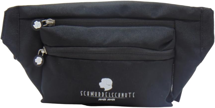 Buukbüdel, Schwarz | 4 grossen Fächern, verstellbarer Gurt als Bauchtasche oder Crossbody Bag für un