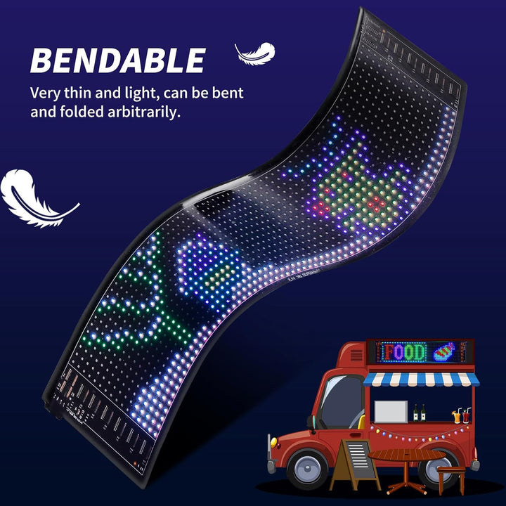 Rupse LED-Laufschrift, Flexibler LED Anzeigetafel mit Bluetooth Smart App,LED Namensschild Programmi