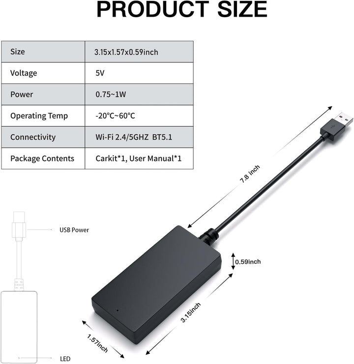 CARabc Carbitlink Smartlink Phonelink Einfach zu kabelloser CarPlay Android Auto-Adapter, Plug and P