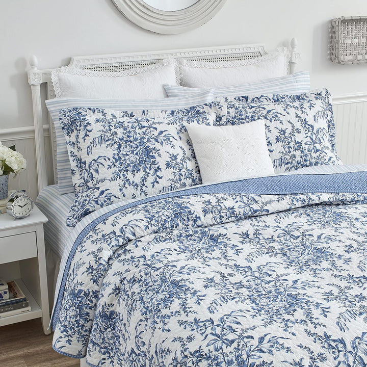 Laura Ashley Bedford Wendebettwäsche Baumwolle Twin blau, Twin