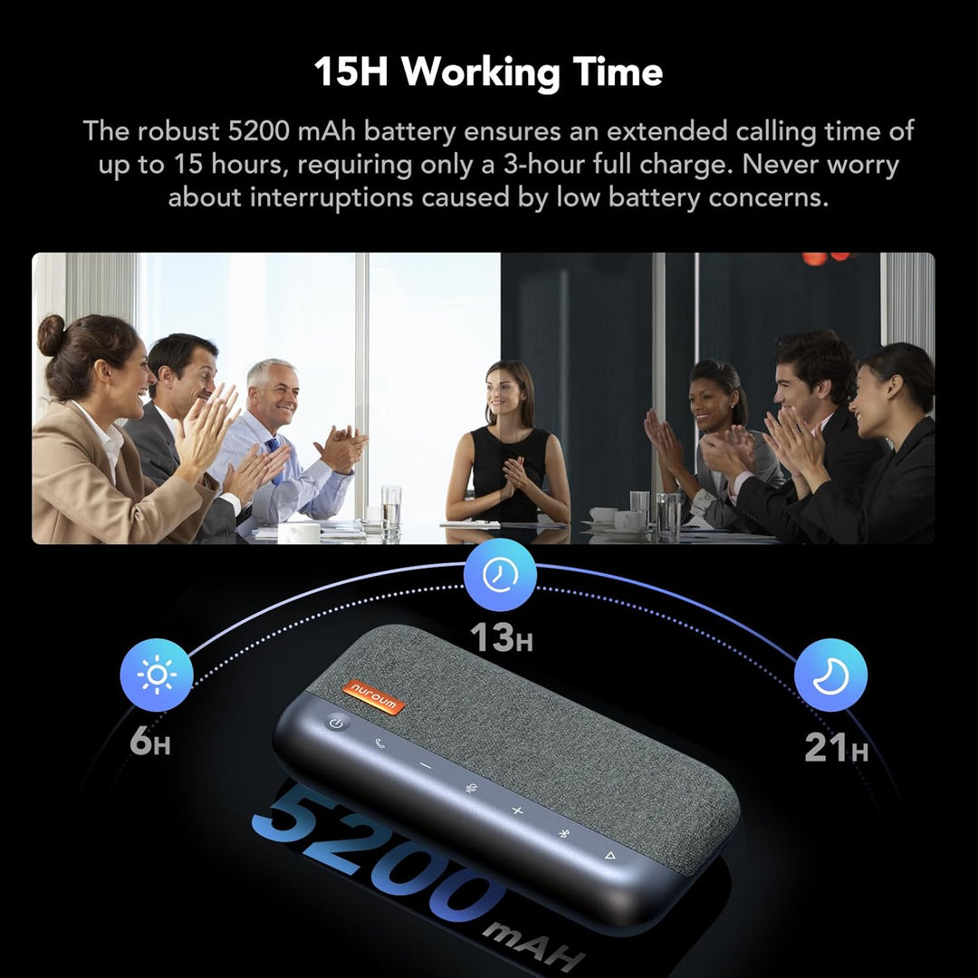 Nuroum A35 Konferenzlautsprecher und Mikrofon, AI-Powered Noise Cancelling, 32kHZ 13ft Voice Pickup/