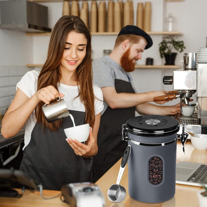 ROCKY&CHAO Kaffeedose Luftdicht aus Edelstahl 1,5L Kaffeebhnen Behälter 500g Vorratsdose für Tee Nüs