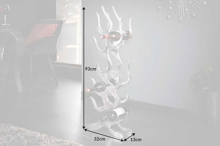 Riess Ambiente modernes Weinregal Flame 93cm Silber für 9 Flaschen Flaschenhalter Flaschenregal Wein