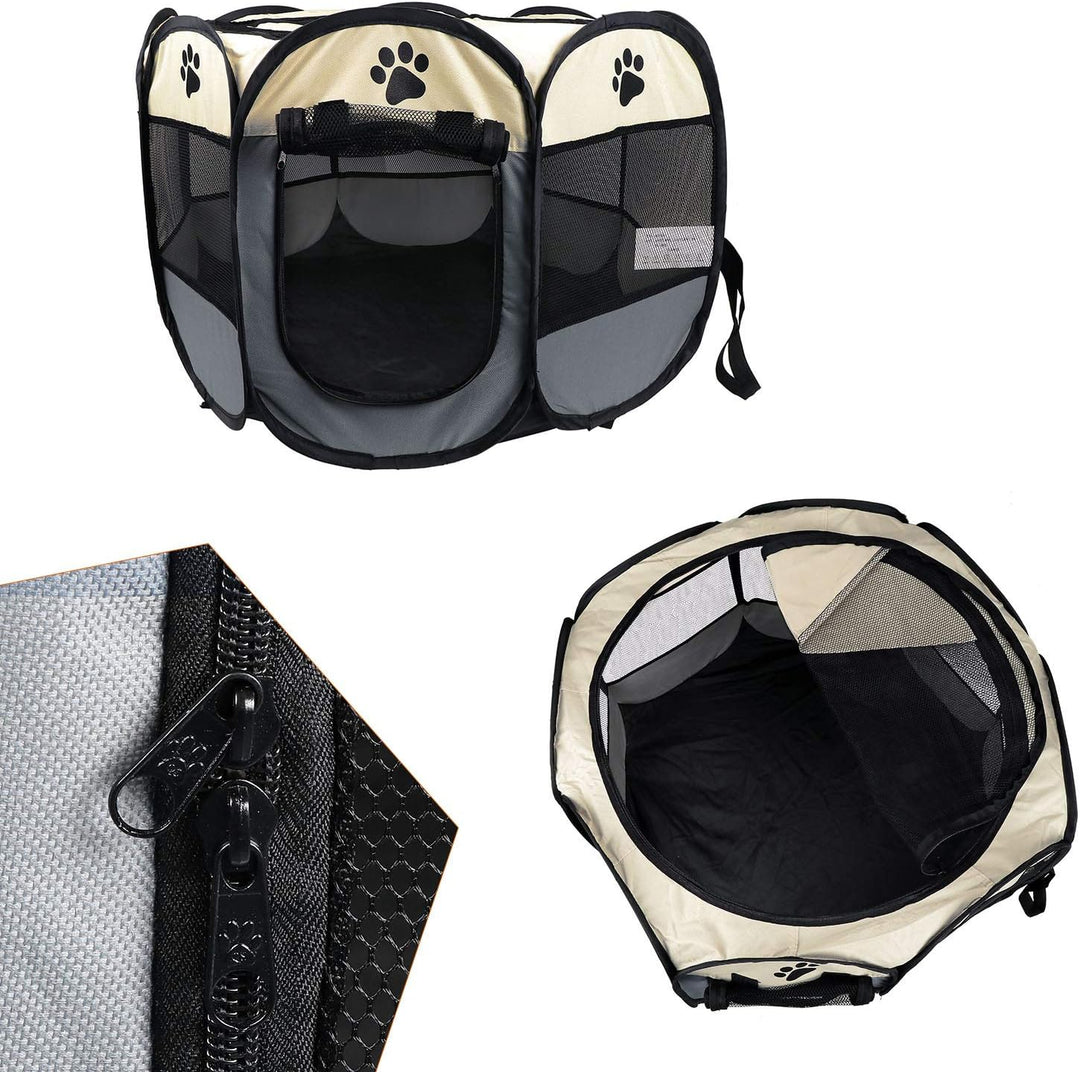 Coolty Tragbarer faltbarer Haustier-Laufstall, 8-Panel-Zwinger, Haustierzelt für Hunde, Katzen, Kani