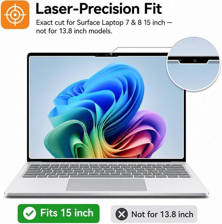 MEGOO Microsoft Surface Laptop 7 (2024, 15 Zoll) Glas Schutzfolie - Kratzfest, Einfache Installation