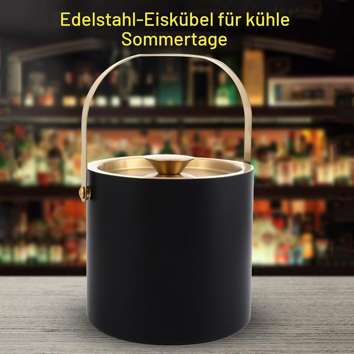 3L Eiseimer Eiswürfelbehälter Eisbehälter Edelstahl,Doppelwandiger isolierter Eiskübel,Premium Eiskü