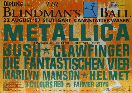 Metallica - Blindmans Ball, Stuttgart 1997 » Konzertplakat/Premium Poster | Live Konzert Veranstaltu