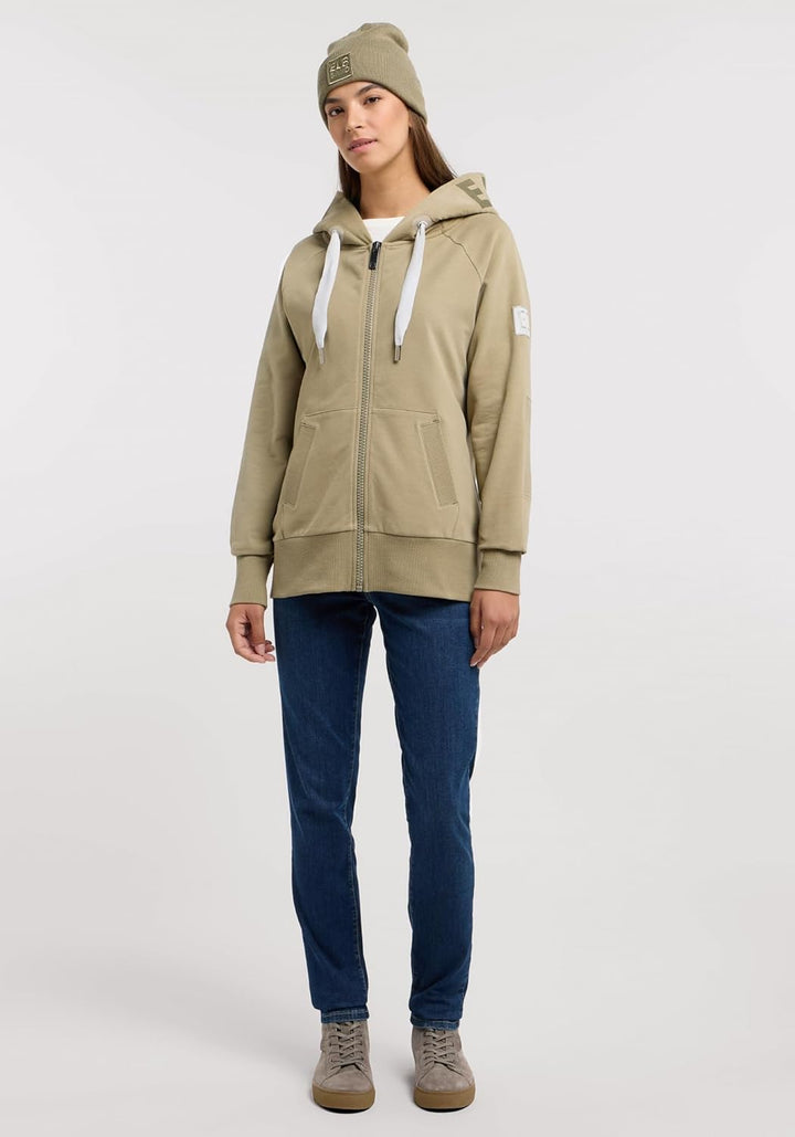 Elbsand Kelda Damen Sweatjacke mit Kapuze, Zip-Jacke, Reissverschluss S Golden Olive, S Golden Olive