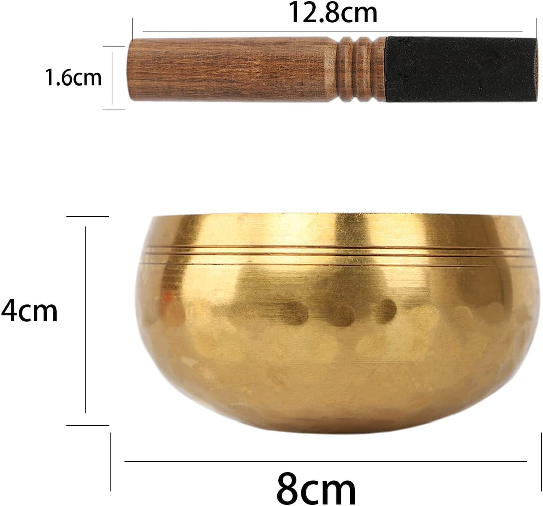 Klangschale Set mit Lederklöppel Klangtherapie Nepal Handgefertigt Klangschale Tibetisch Singing Bow