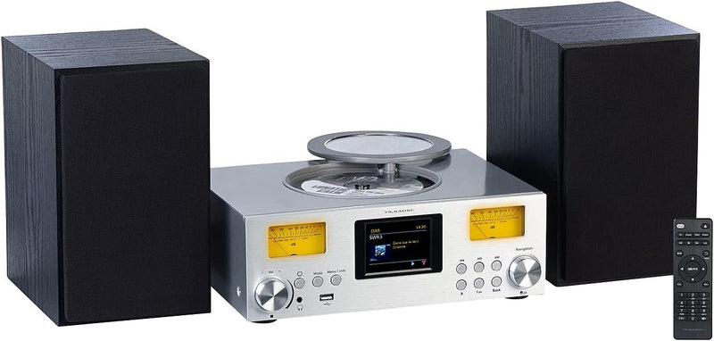 VR-Radio Kompaktanlagen: Micro-Stereoanlage: Webradio, DAB+, CD, Bluetooth, App, 300 W, Silber (DAB