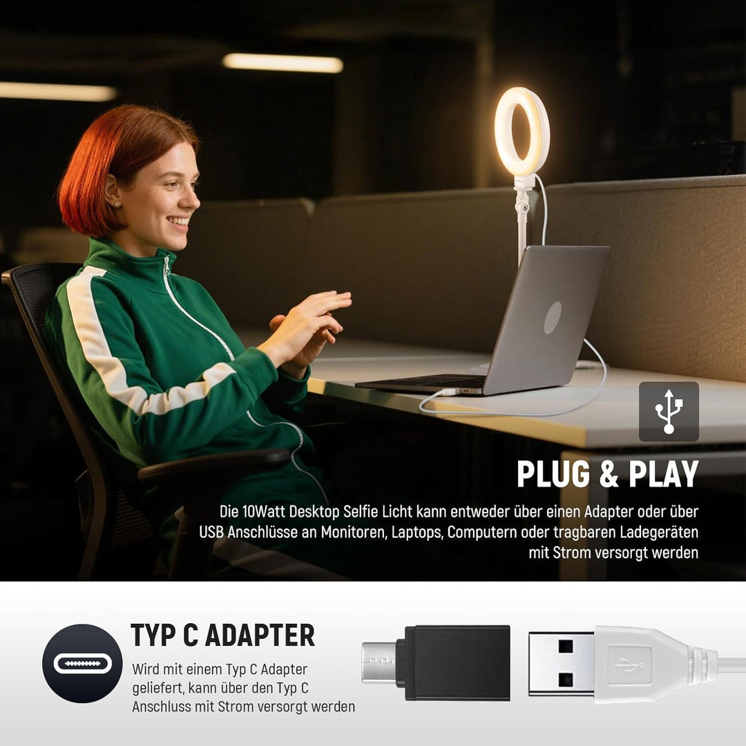 NEEWER Basics 5"/13cm Tisch Ringlicht mit Ständer 10W LED Selfie Licht mit Handyhalterung kompatibel