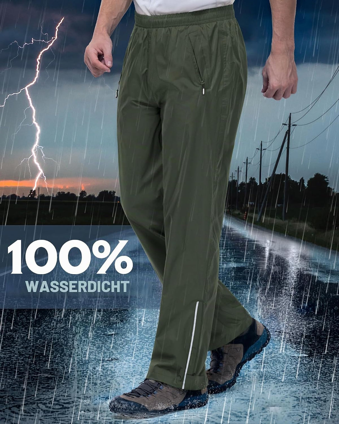 Outdoor Ventures Herren Regenhose Fahrrad Wasserdicht Atmungsaktiv Überziehhose Winddicht Outdoorhos