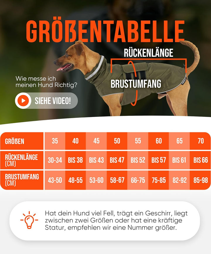 ZAUBERPFOTE® Hunderegenmantel London I Mit extra langem YKK® Reissverschluss für Halsband & Geschirr