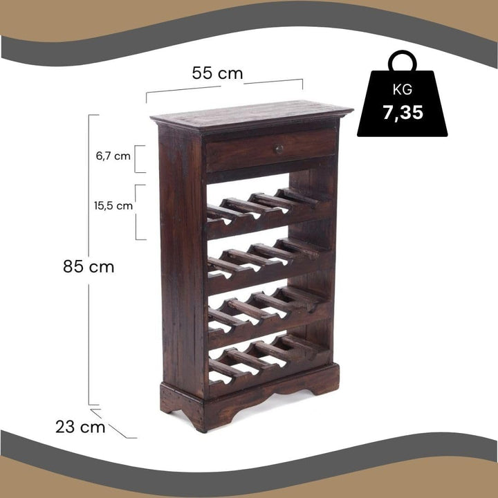 DESIGN DELIGHTS rustikales WEINREGAL Cortez 85 | 85x55cm(HxB) Massivholz | Flaschenregal, Weinflasch