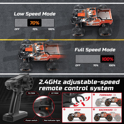 DEERC Ferngesteuertes Auto 1:16 Bürstenloser Motor 52 km/h, 4 WD Schnelles Rennauto mit 2 Akku für 4