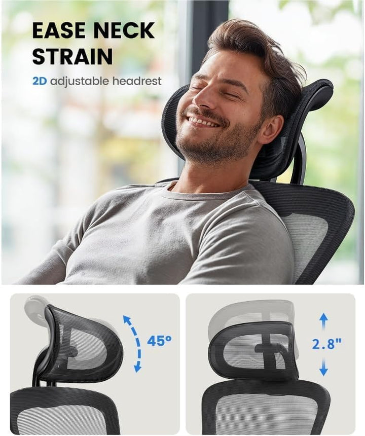 NOBLEWELL Bürostuhl Ergonomisch mit Stummrädern, Schreibtischstuhl mit Wippfunktion & verstellbare H