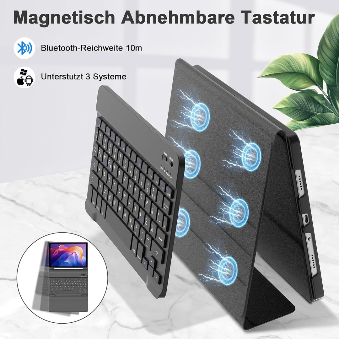 IVEOPPE Tastatur für Xiaomi Redmi Pad 2 &amp; SE 11 Zoll, Hülle mit Bluetooth Abnehmbarer Tastatur für R